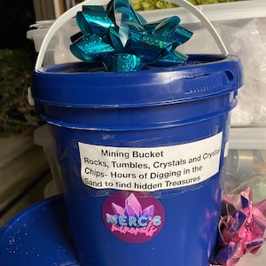 10 Pound Mining Bucket my  BEST SELLING with Raw Rocks Crystals Tumbled Stones Artifacts, Minerals with 100 Crystals Inside