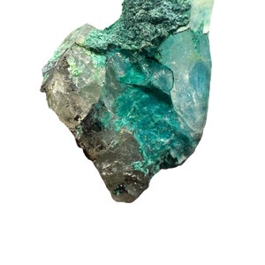 Chrysocolla on Quartz from La Tentadora Mine, Peru Crystal Mineral Specimen