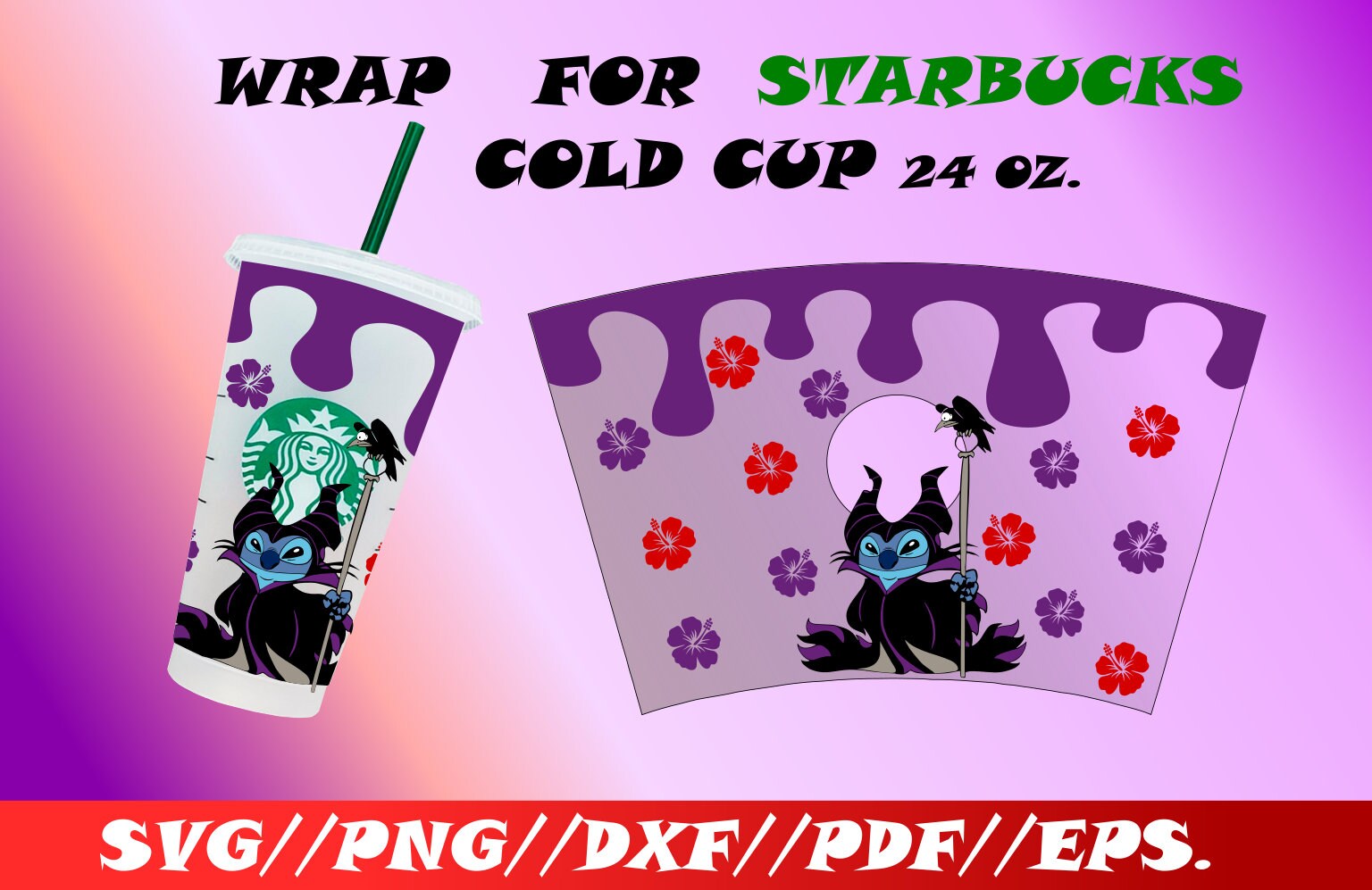 Stitch Full Wrap Svg Full Wrap for Starbucks Venti Cold Cup - Etsy