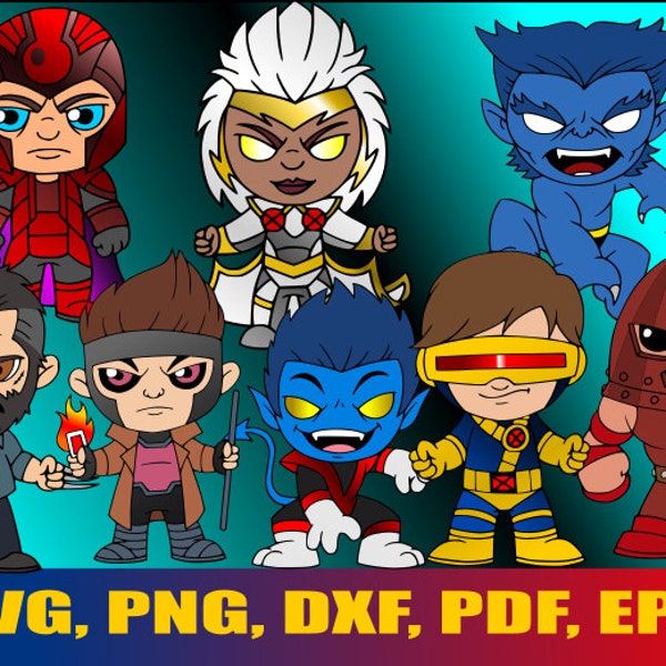 Bundle X-Men svg, clip art X-men svg, superhero designs svg, stickers X-men Svg // Png // Dxf // Pdf// Eps.