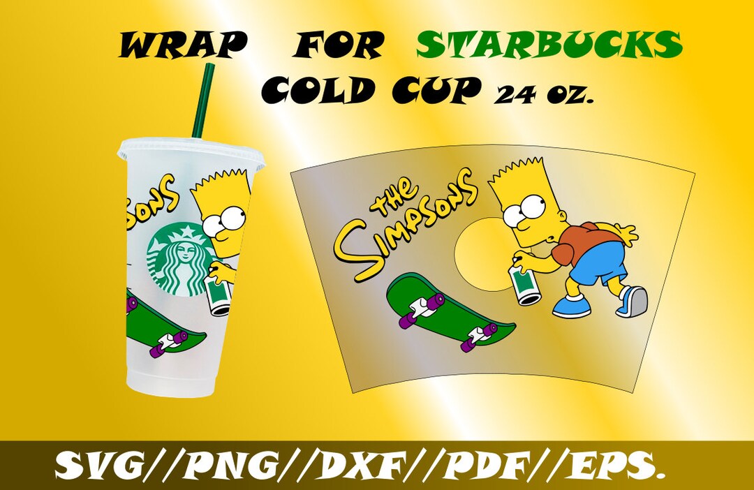 The Simpsons Full Wrap Svg, Full Wrap for Starbucks Venti Cold Cup, Starbucks Wrap, Starbucks 24