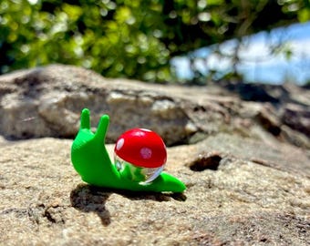 Red Mushroom Snarble, snail and marble