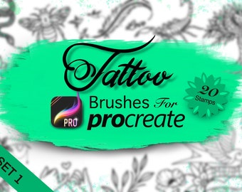 Procreate Brushes - Tattoo Stamps - Tattoo Quick Designs Set One