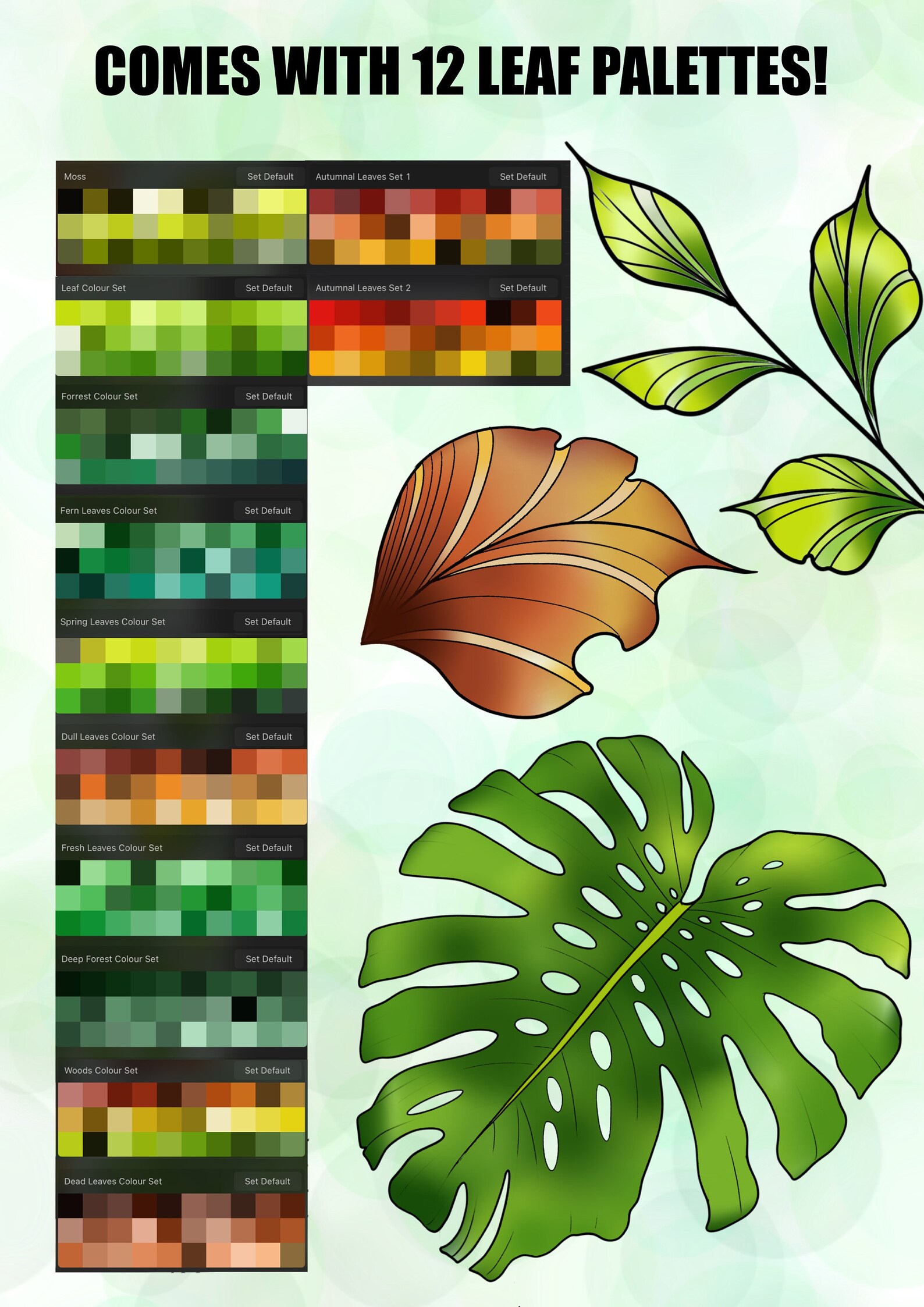 Leaf Stamps for Procreate - Procreate Brushes Leaves Collection! 100 ...