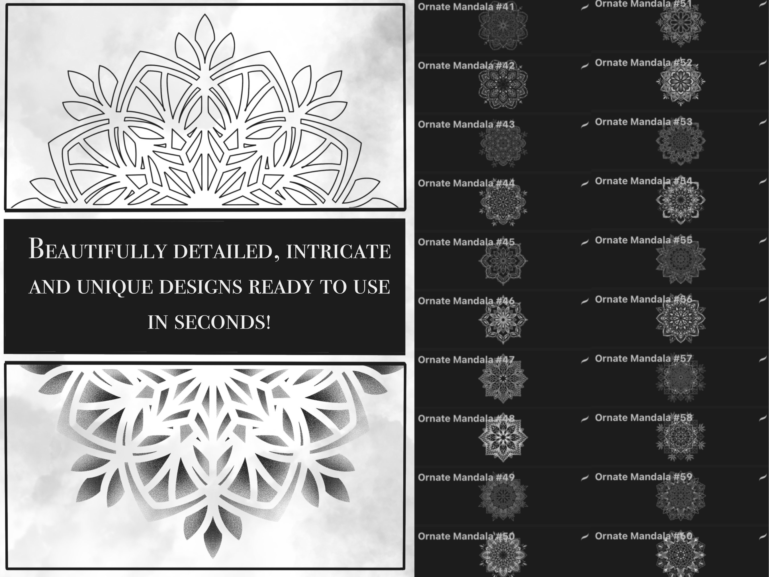 Mandala Dotwork Tattoos for Procreate - Procreate Stamps Ornate ...