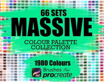 Ensemble massif de couleurs (grande gamme 1 et 2) - Palettes de couleurs Procreate - 66 échantillons pour Procreate - 1980 couleurs !