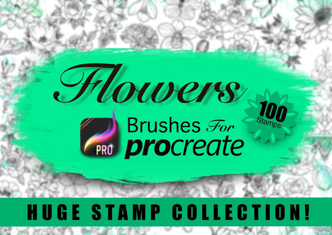 Flower Stamps for Procreate: 100 Floral Brushes & Color Palettes ...