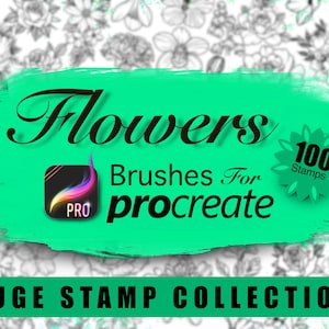 Flower Stamps for Procreate - 100 Floral Brushes + 15 Flower Colour Palettes - Rose Stamps, Peony Stamps, Sunflower Stamps & More!