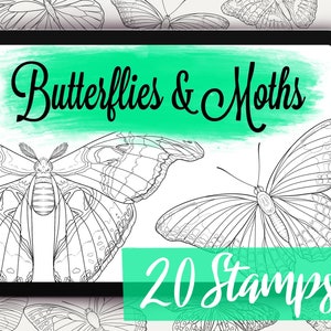 Butterfly Brushes & Moth Brushes (20 NEW) - Procreate Stamp Set - Procreate Brushes with a Variety of Moth Stamps and Butterfly Stamps!
