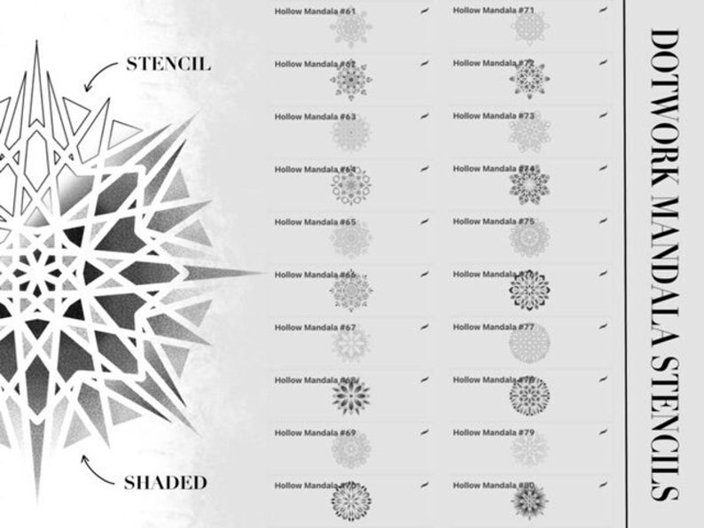 Dotwork Tattoo Stamps for Procreate Dot Tattoos and Mandala Stencils for Procreate 50 Tattoo Stencils and 50 Shaded/Dotted Designs image 8