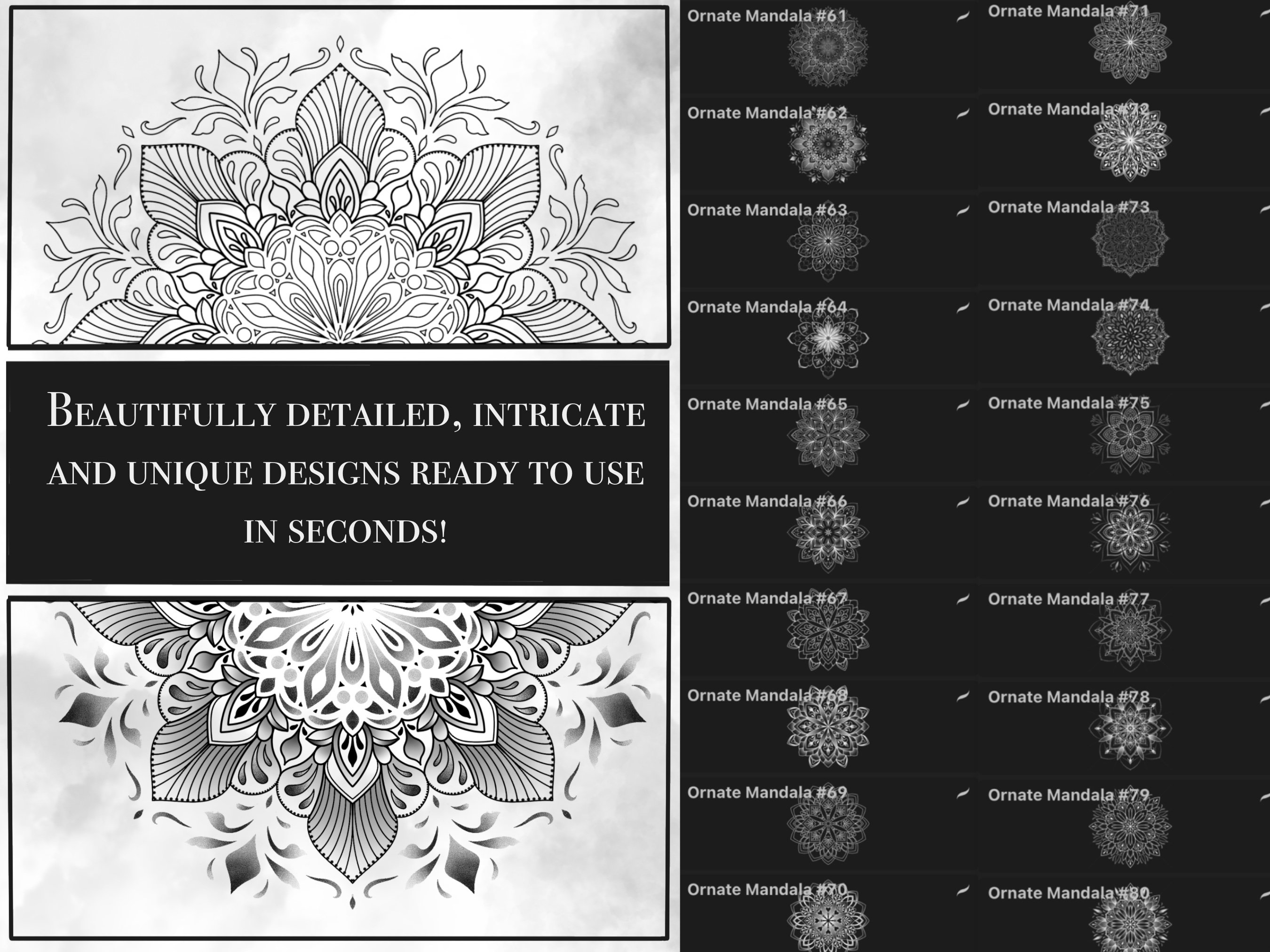 Mandala Dotwork Tattoos for Procreate - Procreate Stamps Ornate ...