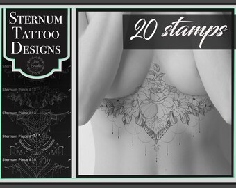 Sternum Tattoo Stamps: 20 Procreate Stencils