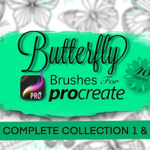 Znaczki motylkowe do Procreate - kolekcja pędzli motylkowych (nasze zestawy 1 i 2) - 40 szczegółowych pędzli Procreate do tatuażu motylkowego