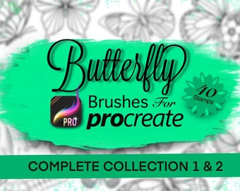 Butterfly Stamps for Procreate - Butterfly Brush Collection (our Sets 1&2) - 40 Detailed Procreate Brushes for Butterfly Tattoo Flash