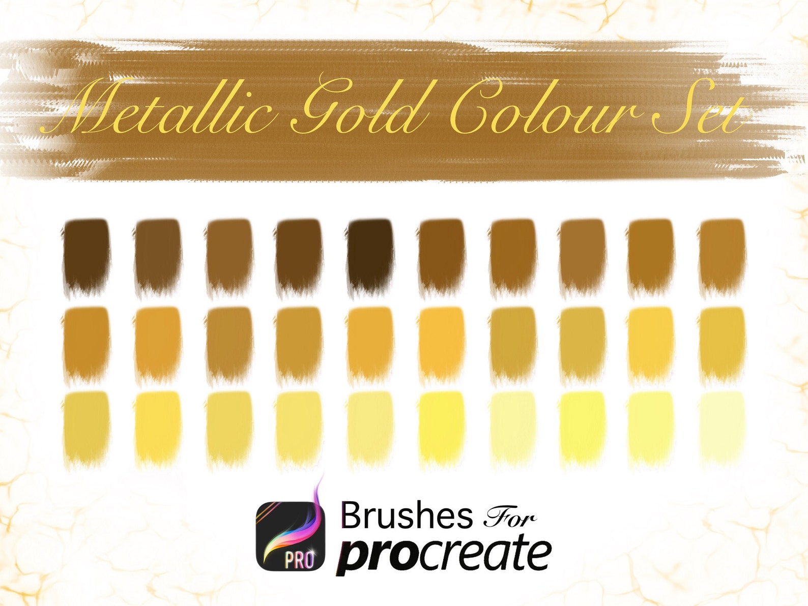 Metallic Gold Colour Set Procreate Colour Palettes Etsy