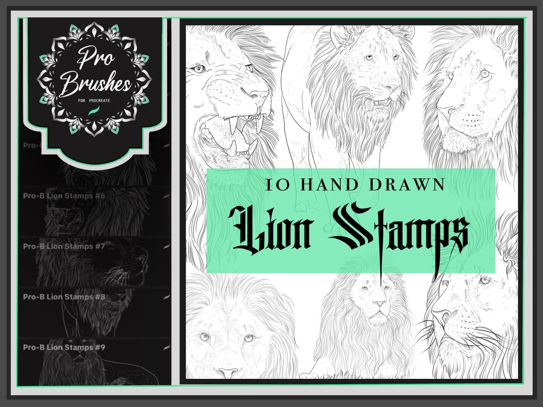 Lion Procreate Stamps 10 Detailed Lion Procreate Brushes Lion Tattoo
