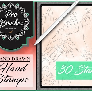 Hand Tattoo Designs for Procreate - Hand Stencil Procreate Brushes - Procreate Tattoo Designs: Hand Outlines, Feminine Hand Outlines & more