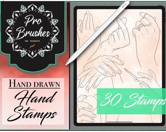 Hand Tattoo Designs for Procreate - Hand Stencil Procreate Brushes - Procreate Tattoo Designs: Hand Outlines, Feminine Hand Outlines & more