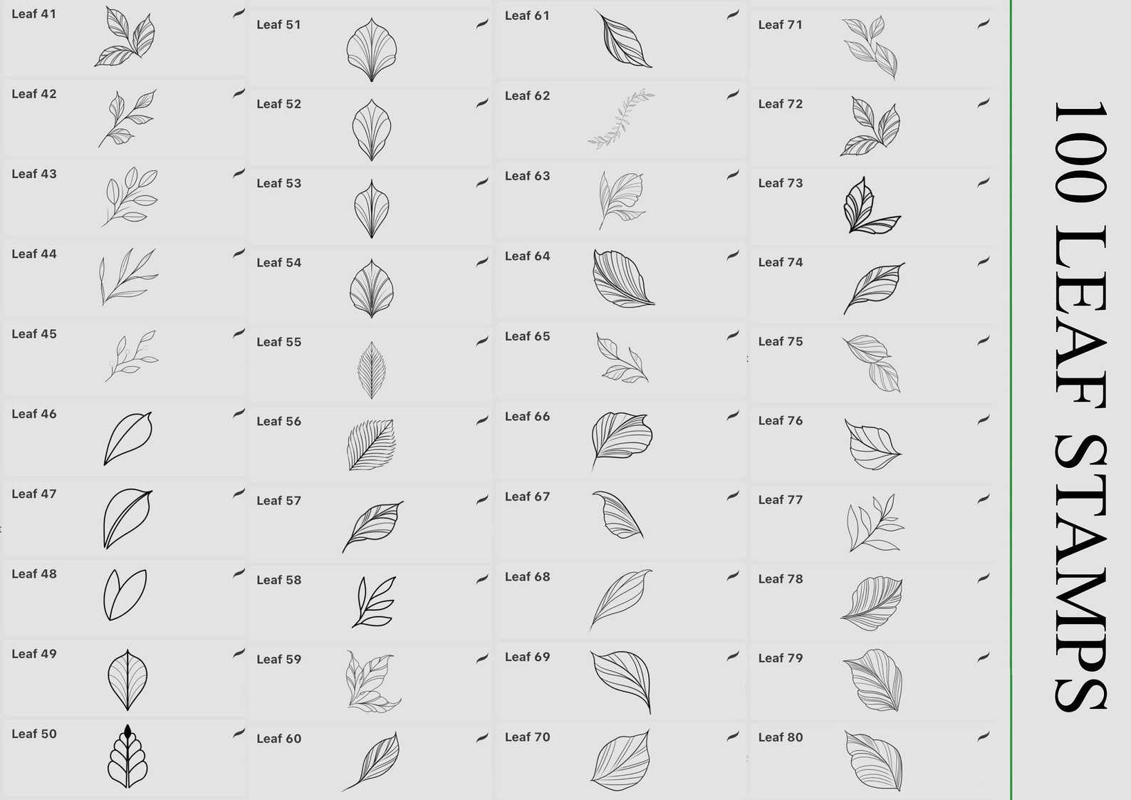 Leaf Stamps for Procreate - Procreate Brushes Leaves Collection! 100 ...