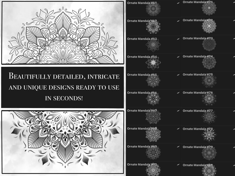 Procreate Mandala and Flower Stamp Bundle - 480+ Tattoo Designs ...