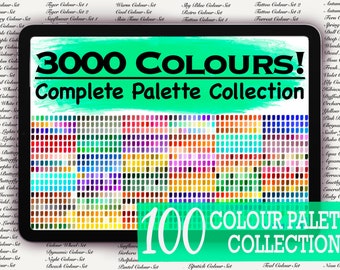 Colour Palettes Bulk - Procreate Colour Set with 3000 Colours & 100 Swatches! - Flower Palettes, Gemstone Palettes, Pastel Palettes and More