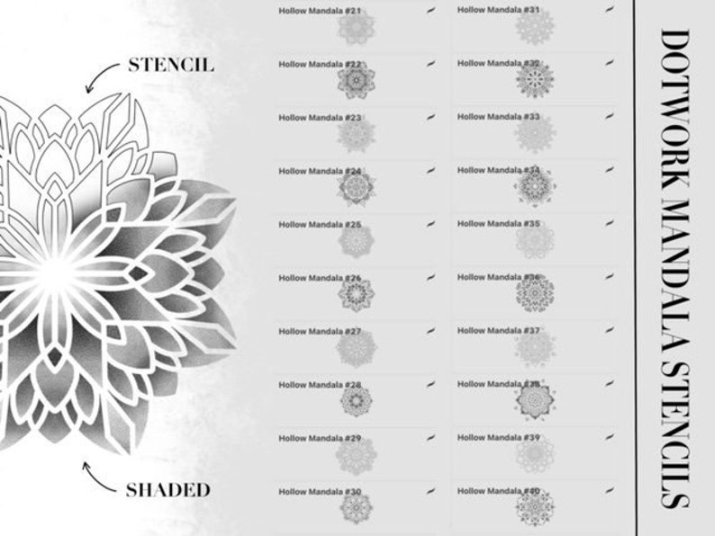 Dotwork Tattoo Stamps for Procreate Dot Tattoos and Mandala Stencils for Procreate 50 Tattoo Stencils and 50 Shaded/Dotted Designs image 5