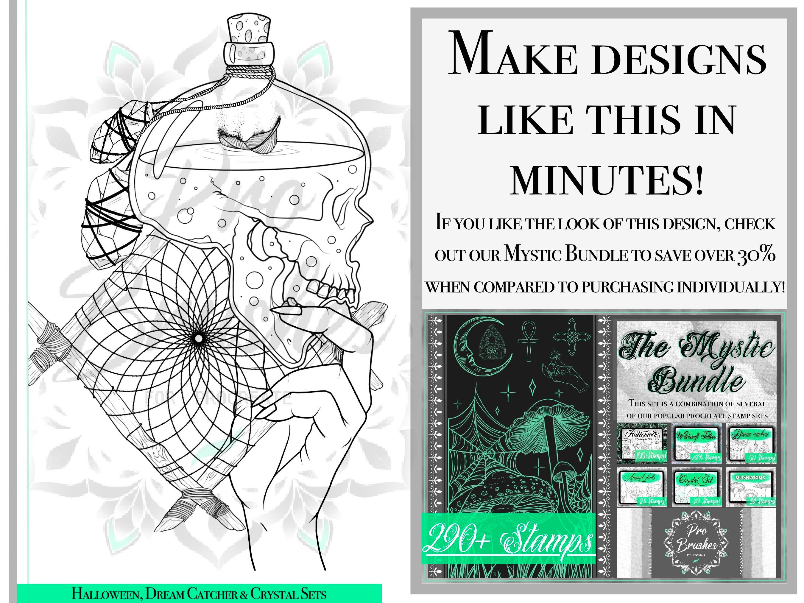 Witchcraft Tattoo Brushes for Procreate 60 Witchy Procreate Stamps ...
