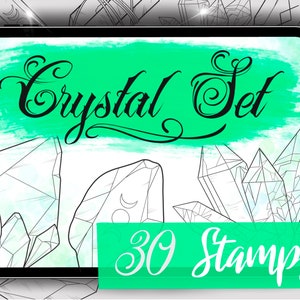 Crystal Stamp Set for Procreate - 30 Crystal Brushes - Procreate Stamps with a Huge Range of Crystals -Fluorite Stamps, Quartz Stamps & More