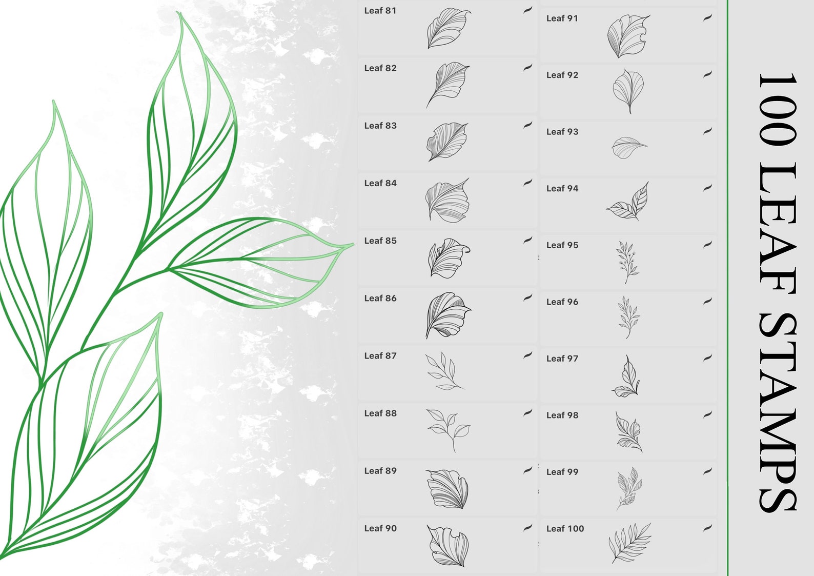 Leaf Stamps for Procreate - Procreate Brushes Leaves Collection! 100 ...