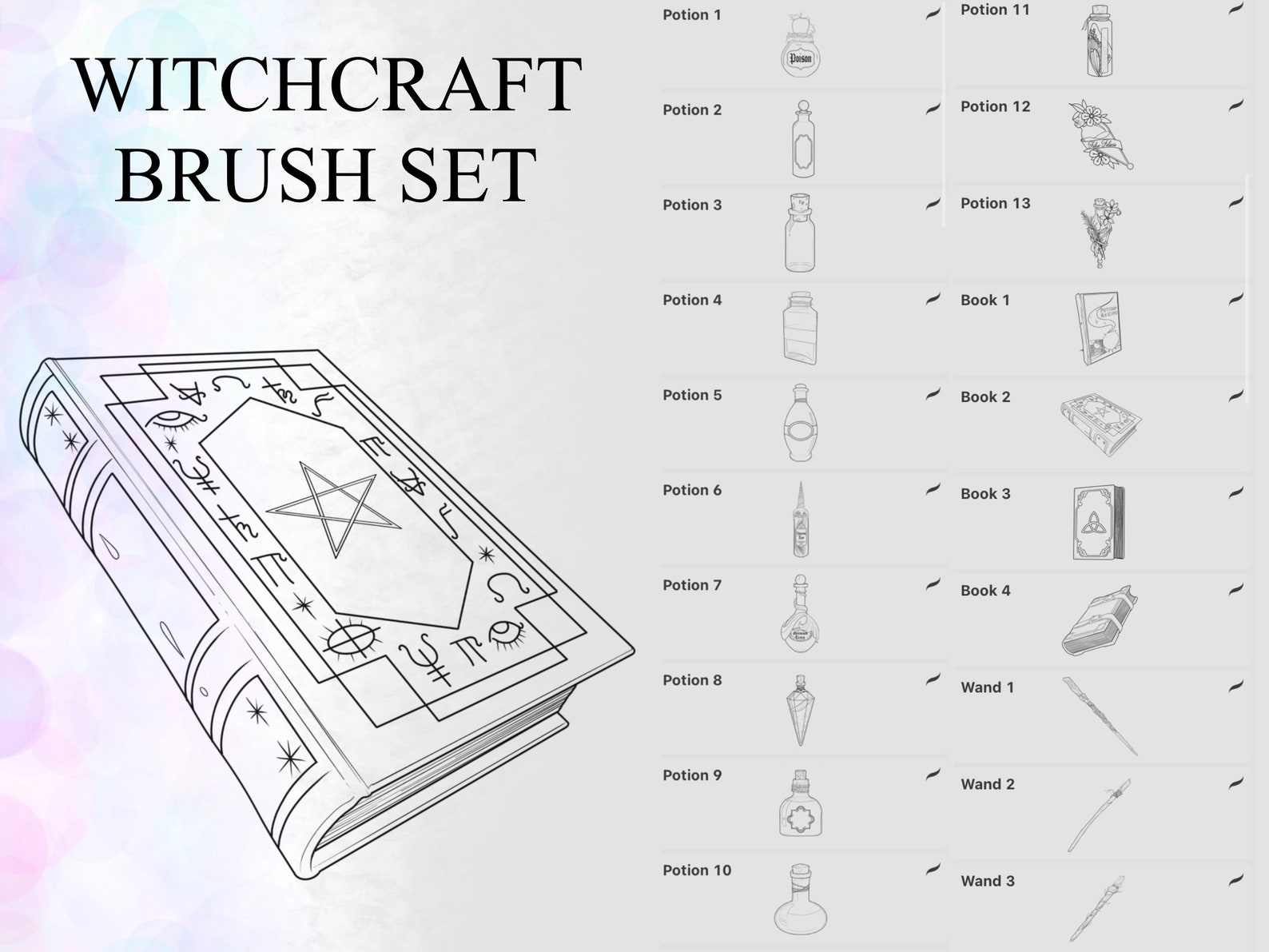 Witchcraft Tattoo Brushes for Procreate 60 Witchy Procreate Stamps ...