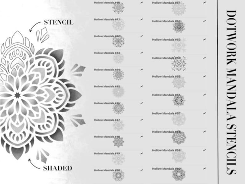 Dotwork Tattoo Stamps for Procreate Dot Tattoos and Mandala Stencils for Procreate 50 Tattoo Stencils and 50 Shaded/Dotted Designs image 7