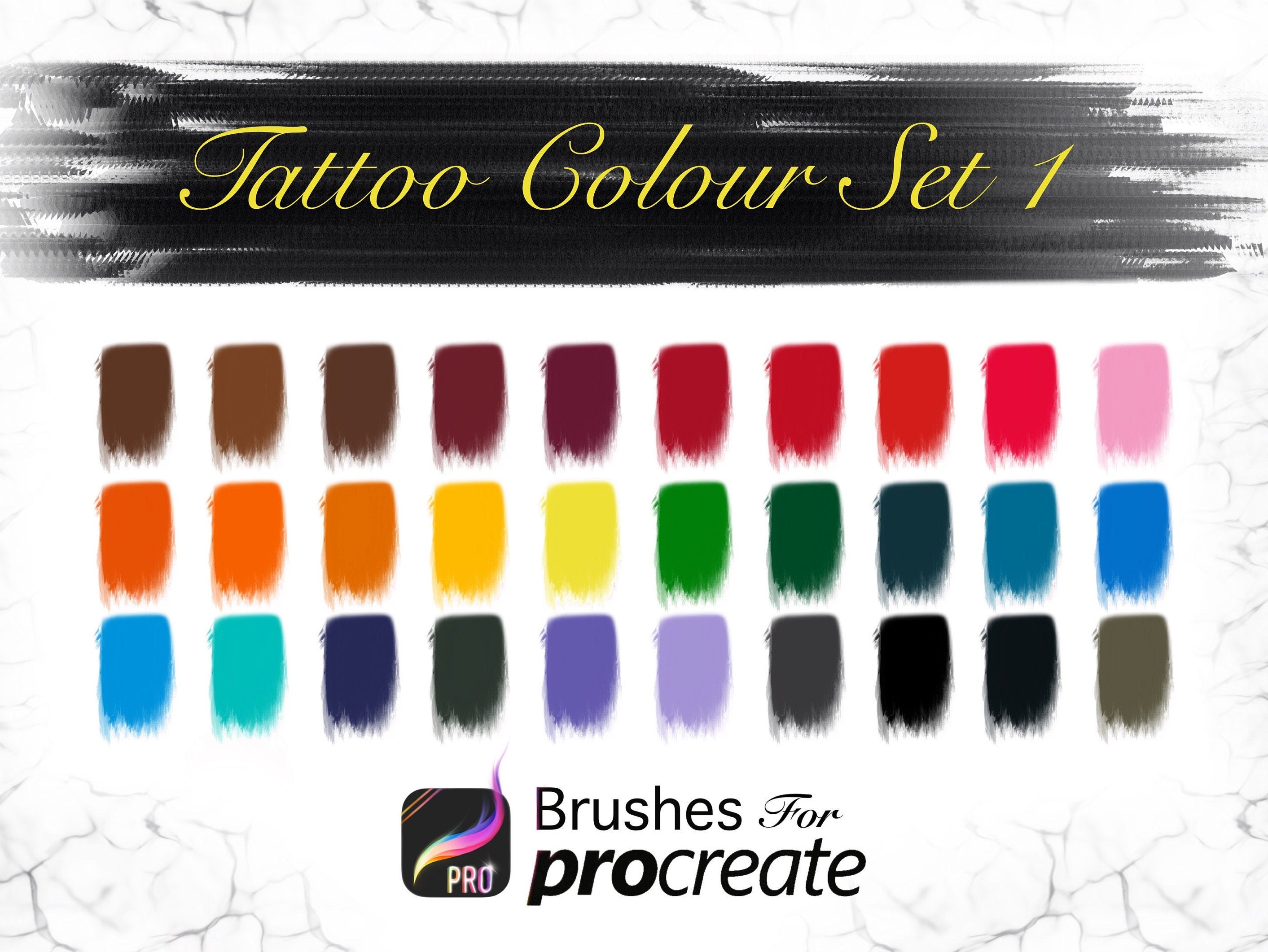 Tattoo Ink Colour Set 1 Procreate Colour Palettes 