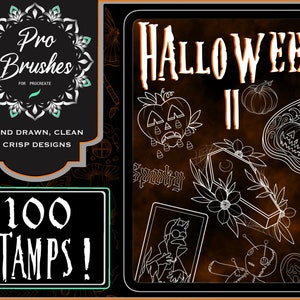 Halloween Tattoo Stamps for Procreate - Version 2.0 - 100 Tattoo Flash Procreate Stamps - Check out a whole new range due to popular demand!