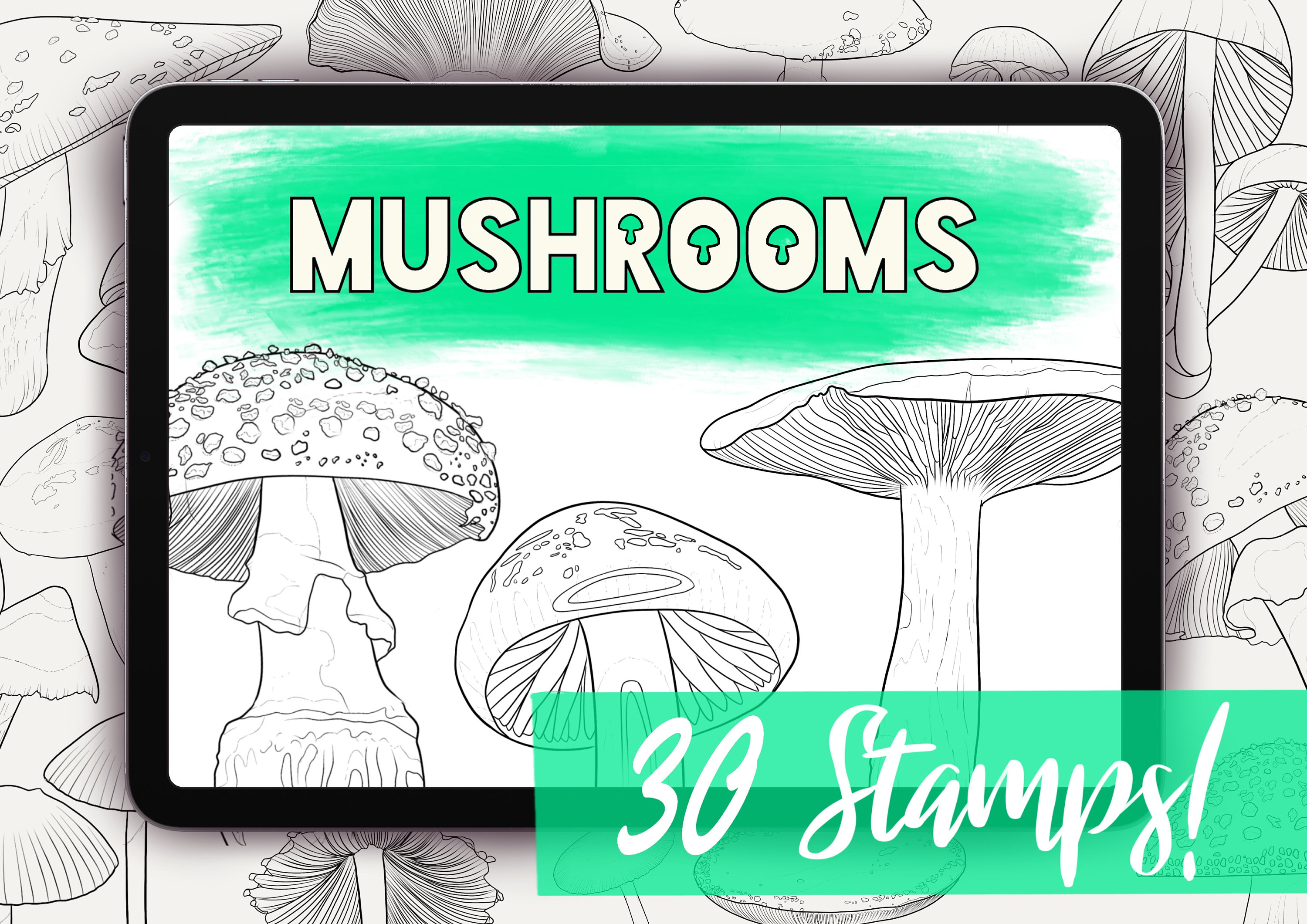 Mushroom Stamps for Procreate 30 Set Procreate Stamp Etsy