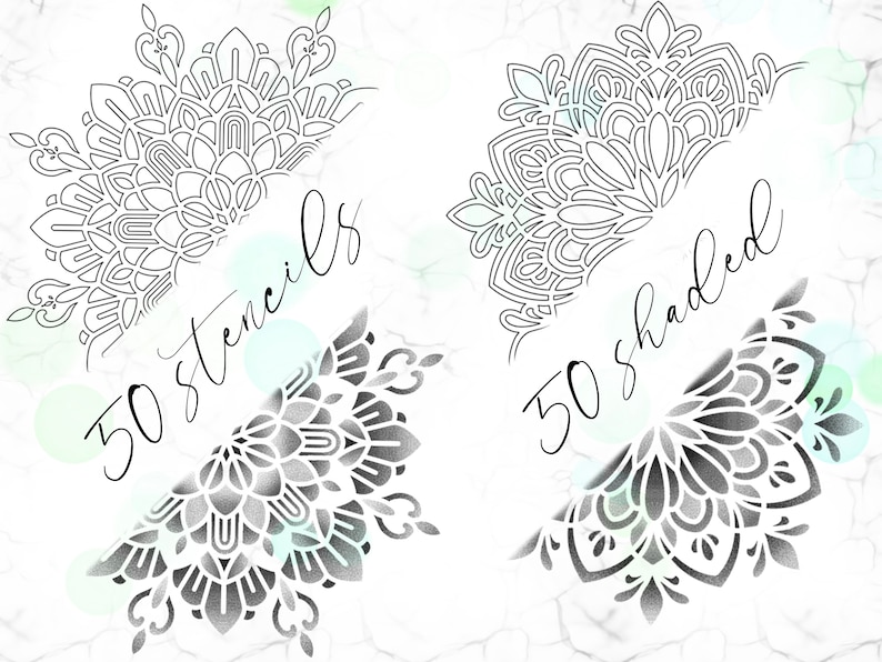 Dotwork Tattoo Stamps for Procreate Dot Tattoos and Mandala Stencils for Procreate 50 Tattoo Stencils and 50 Shaded/Dotted Designs image 2