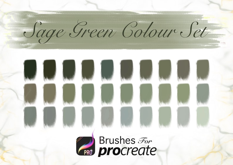 Sage Green Colour Set Procreate Colour Palettes Etsy