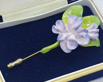 Vintage Porzellan Blume/ Iris/ Orchidee Brosche/Anstecknadel