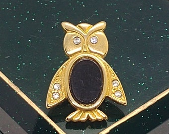 Broche Chouette Dorée (4,5 X 3,3 Cm) - Bijou Vintage, Occasion En Bon état