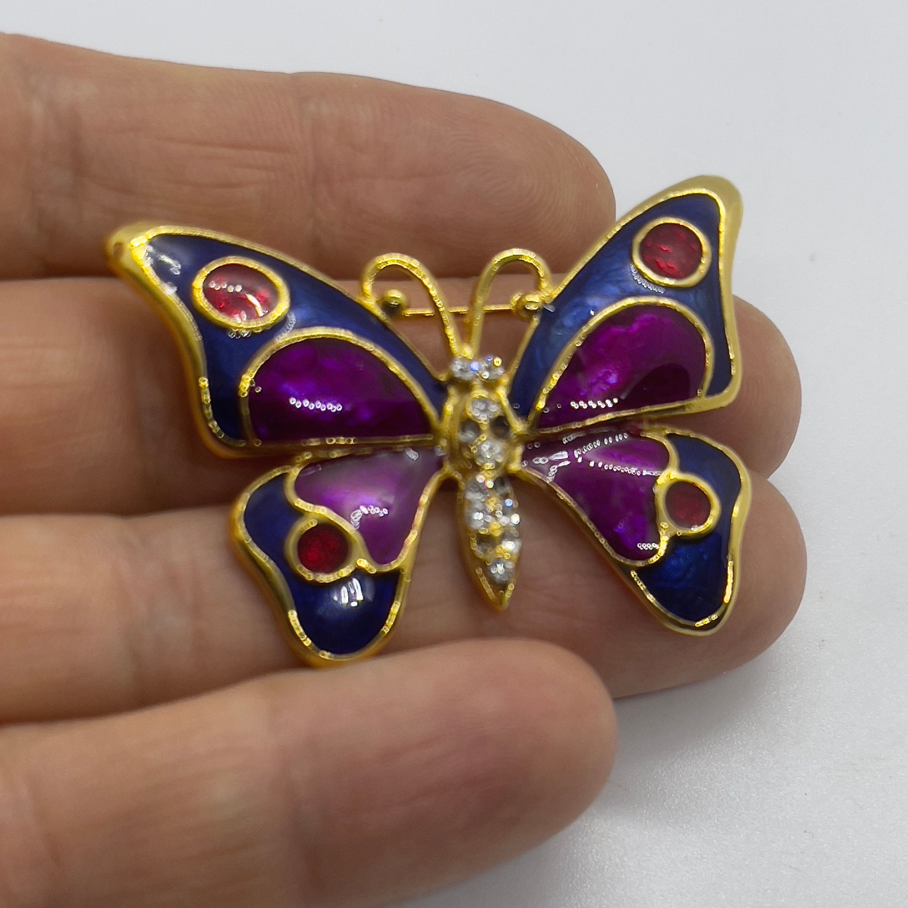 ヴィンテージの蝶のブローチ：花のモザイクデザイン - Etsy 日本