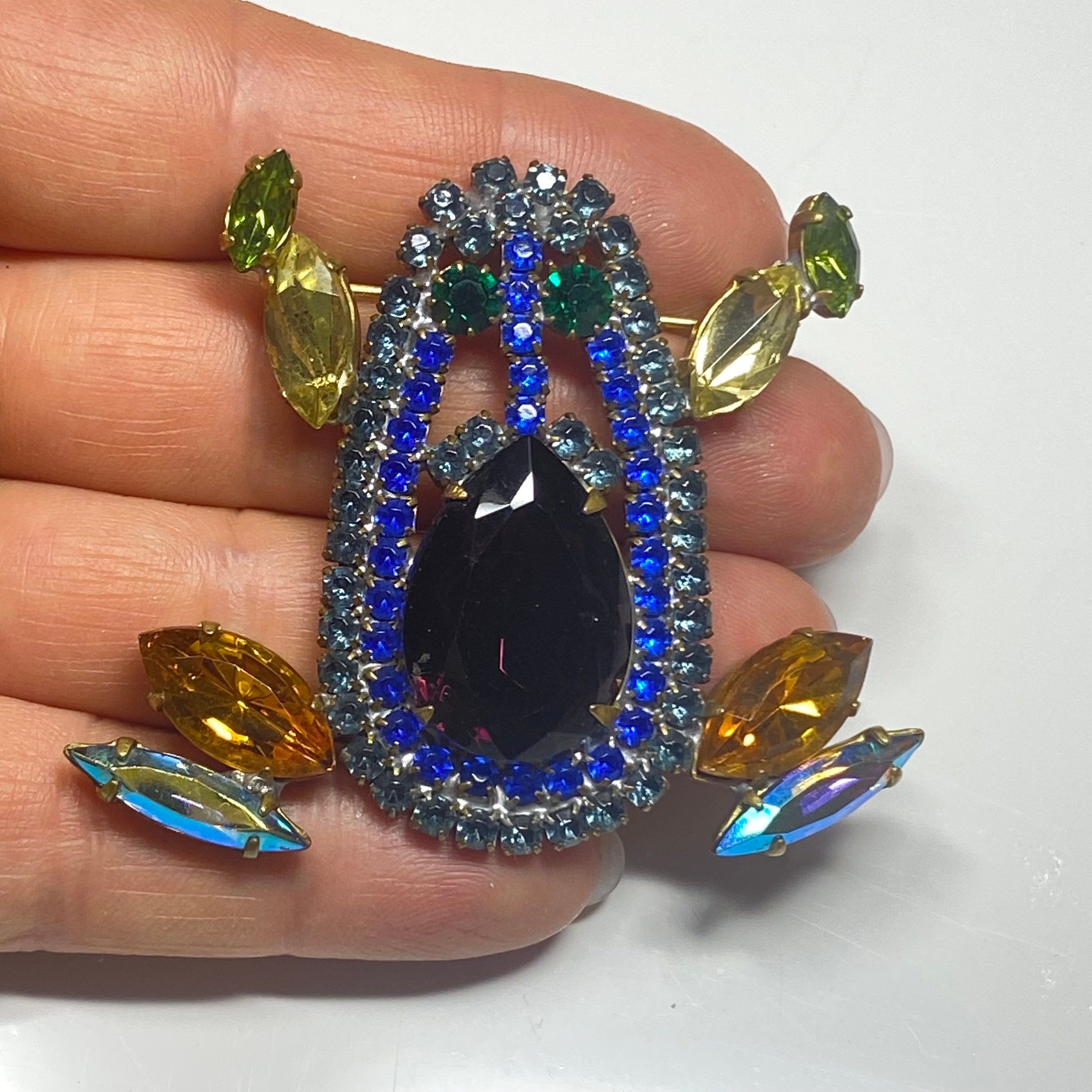 Spilla decorativa con strass lucenti a forma di rana, regalo per
