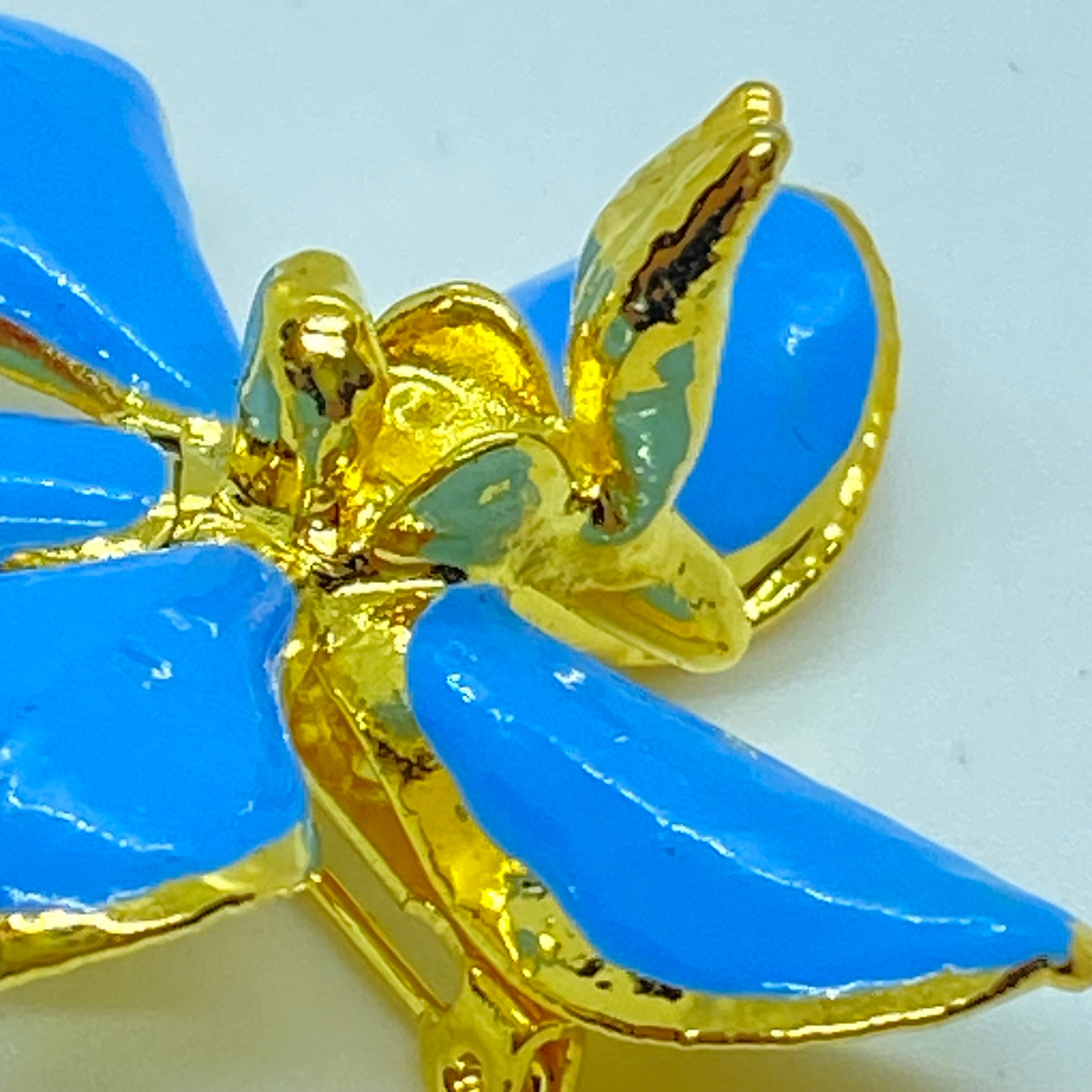 ヴィンテージ 22K ゴールド メッキ オーキッド ブローチ ペンダント