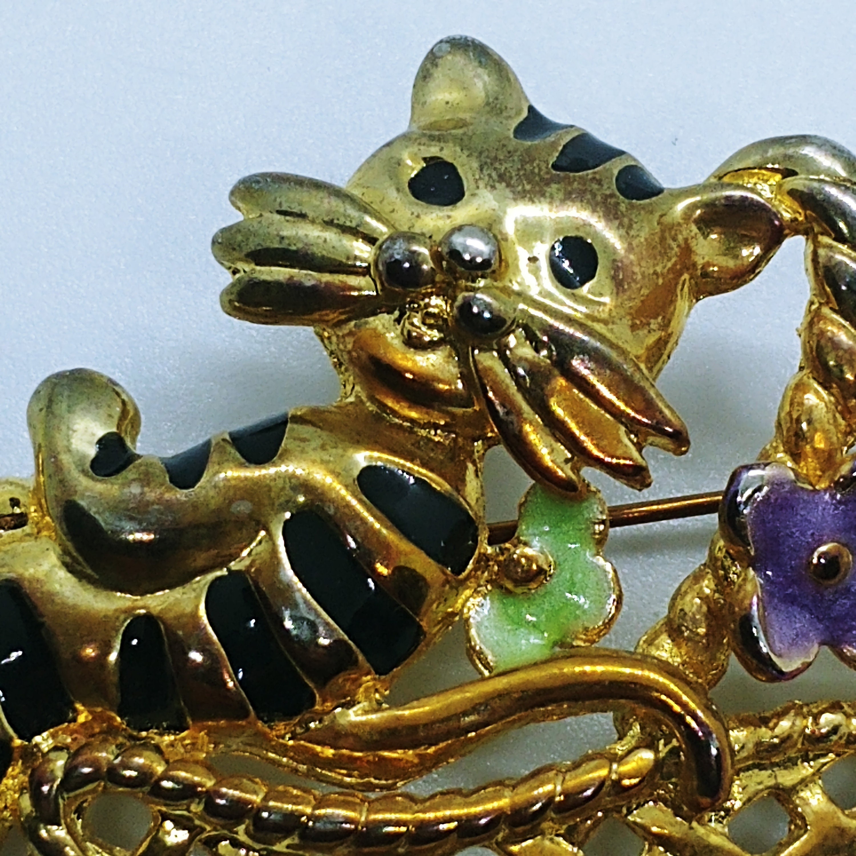 JERONIMO FUENTES Argento Sterling E Smalto Gatto Spilla Prodotto IN