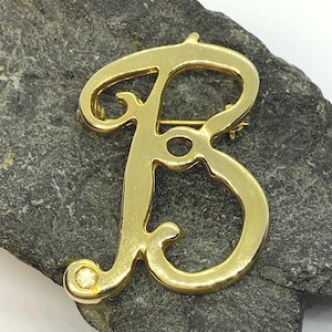 Broche vintage con letra B, nombre, monograma, tono dorado