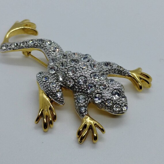 Broche Grenouille Vintage Strass Rouge - Ancienne - Élégance Et Originalité - Parfait état