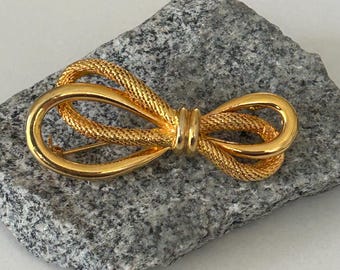 Ancienne Broche Art Déco/Nouveau – Plaqué Or 18k (750) – Motif Nœud – Créateur