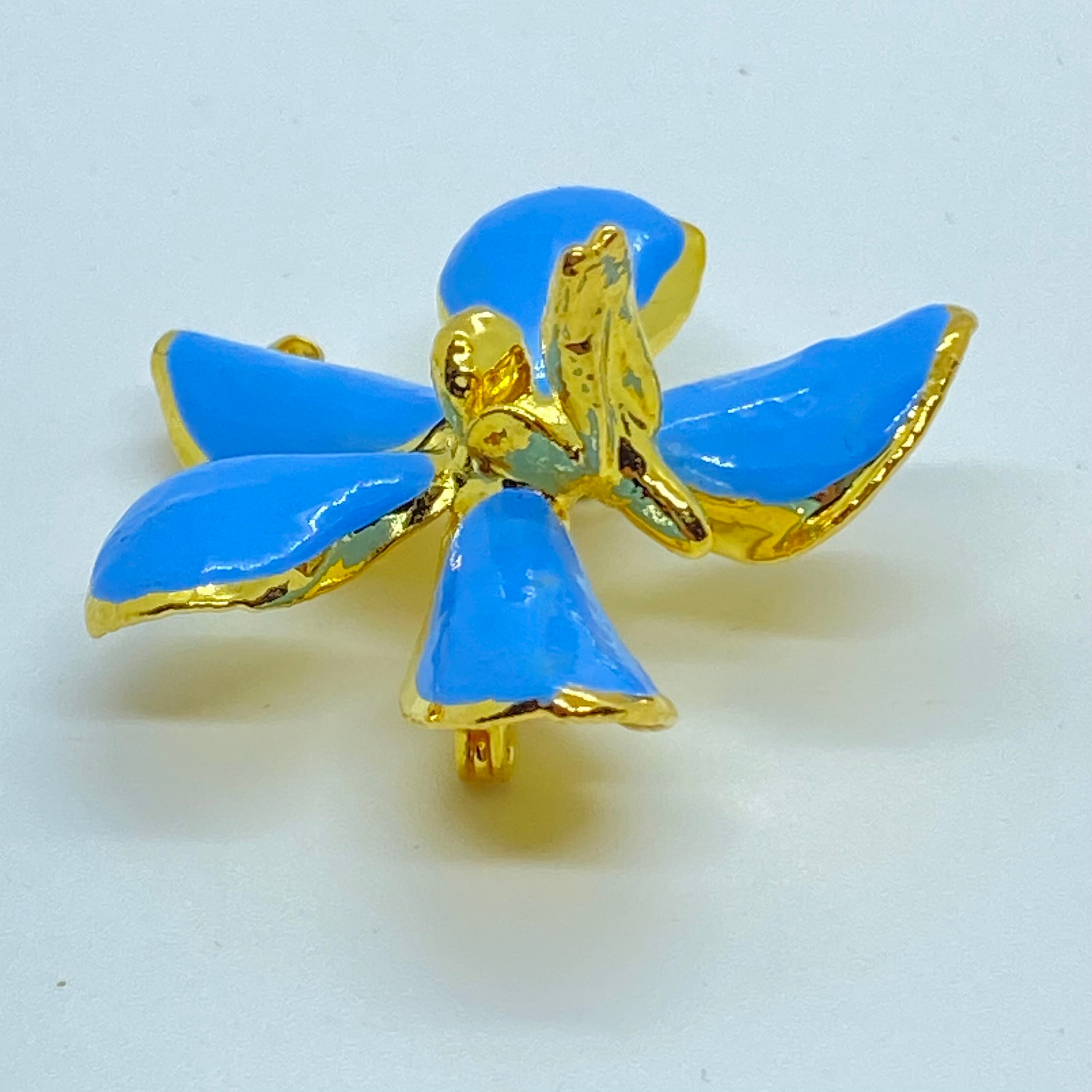 ヴィンテージ 22K ゴールド メッキ オーキッド ブローチ ペンダント