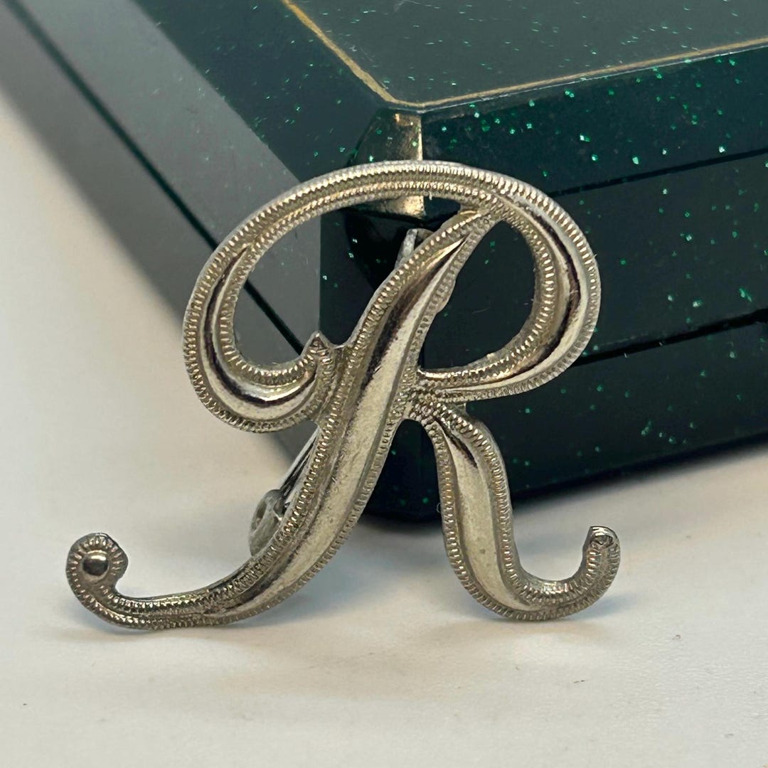 Vintage Brooch Pin Letter R Monogram Name Initial Brooch Silver Tone - Etsy