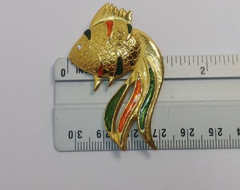 カラフルなエナメルを使用したヴィンテージゴールドトーンの金魚