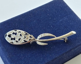 Broche Vintage Paon Strass Bleu Et Vert - Monture Acier Inoxydable, Made In France