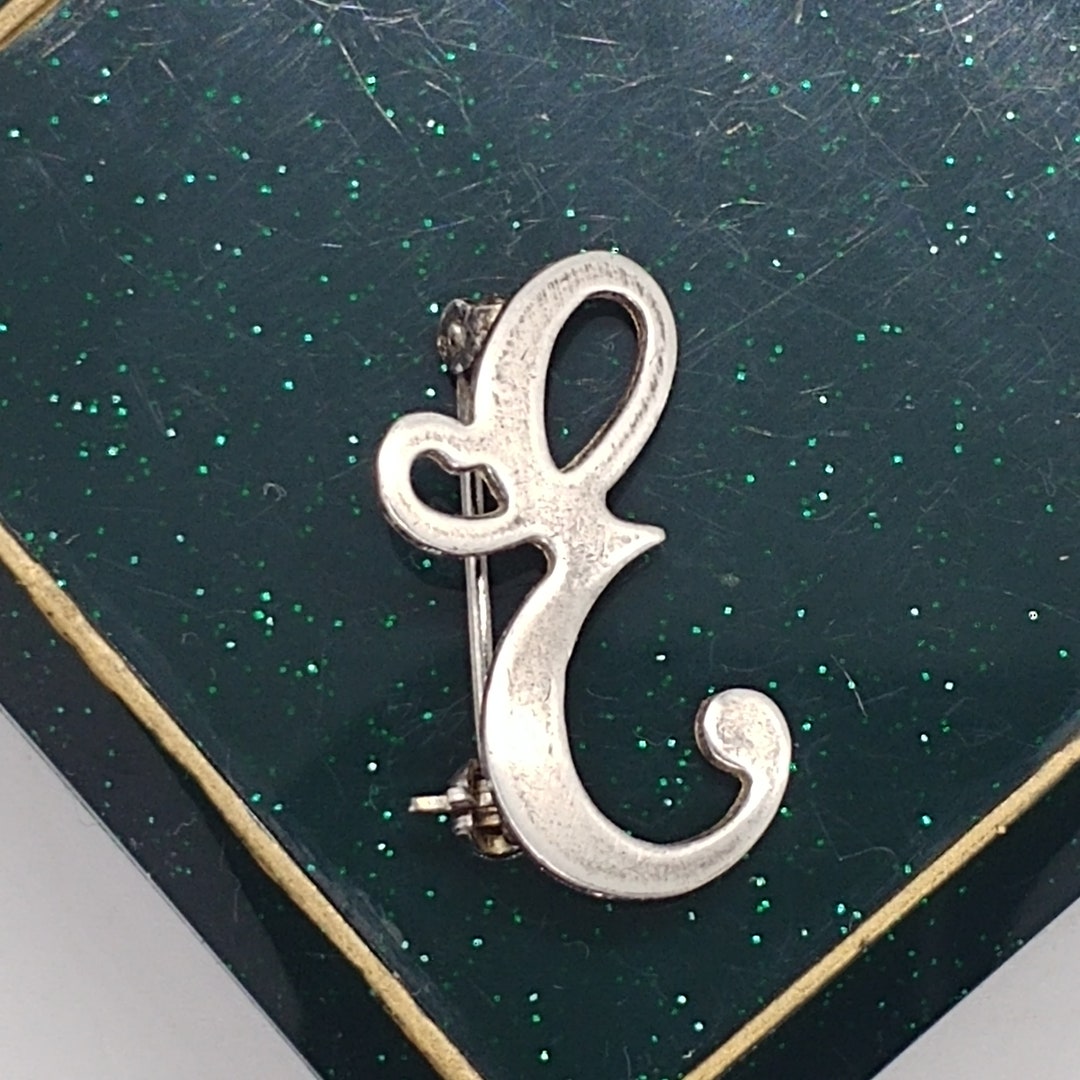 Petite Broche Vintage Lettre B - Rectangle Bleu Et Doré 1,5 X 1,9 Cm